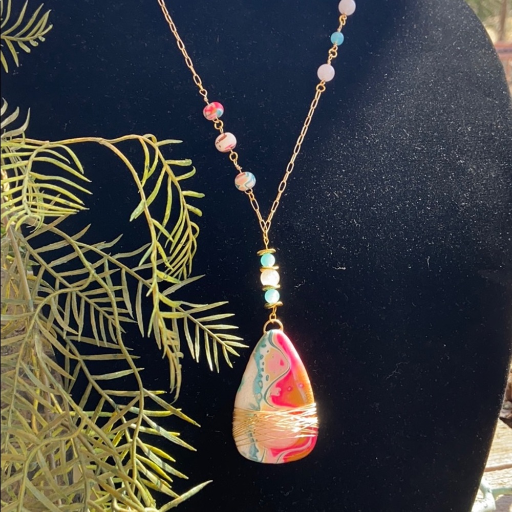 PINK and WIRED Gemstone Necklace